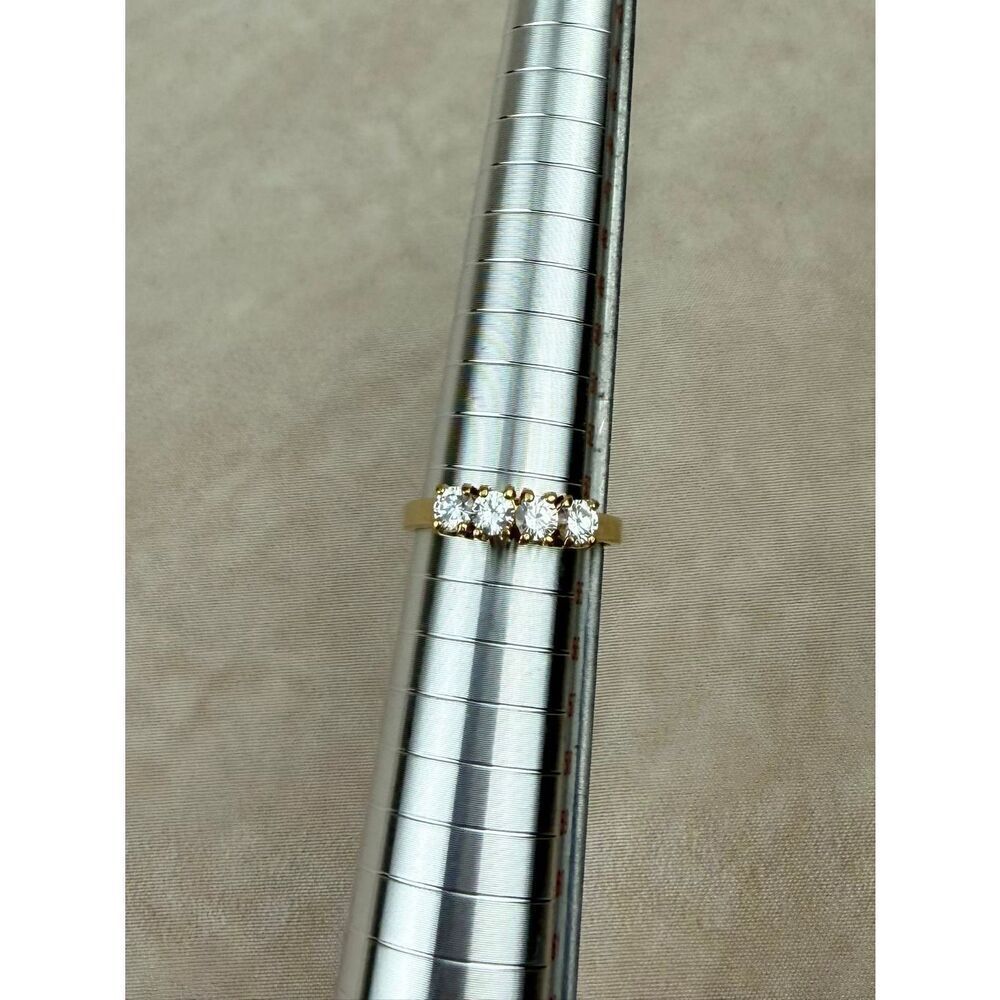 Vintage Gold Tone 4 Stone Setting Ring CZ Piece Size 6.75
